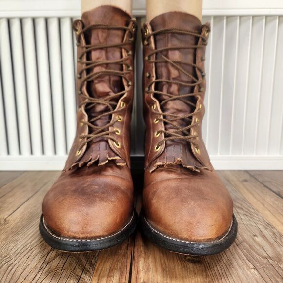 Justin Kiltie Logger Boots Mens Sz 9 D Brown Leather Lace Up Soft Toe Work Ranch - Picture 2 of 11